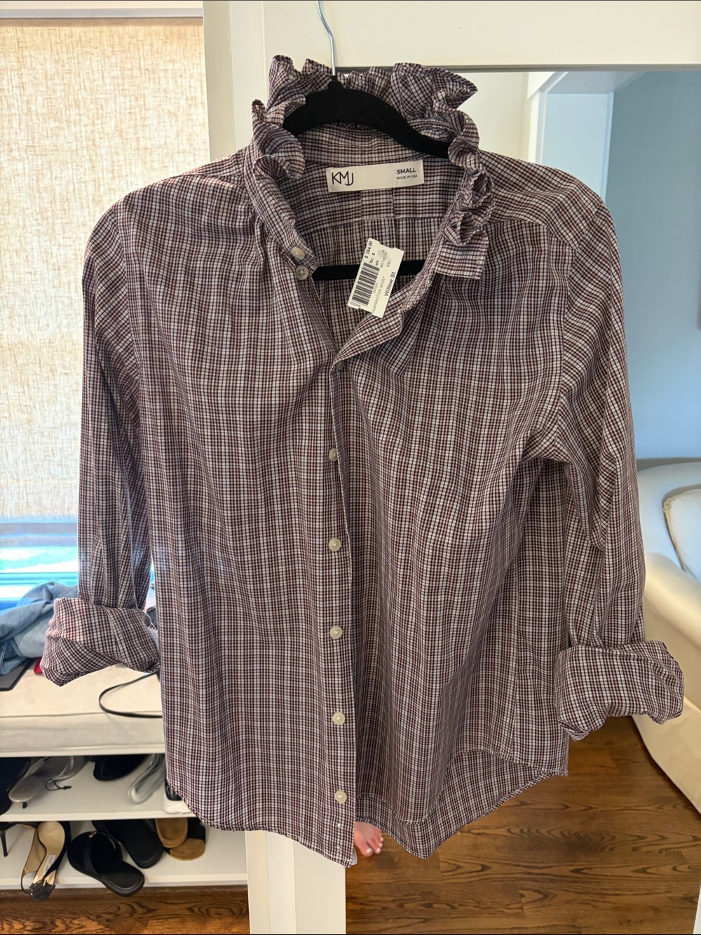 NWT KMJ Plaid Button-Up Shirt